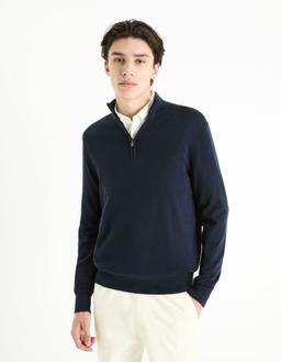 col montant zippé 100% coton marine