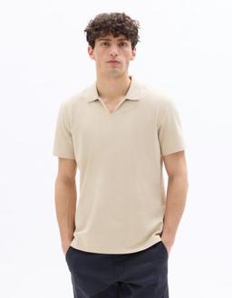 regular col cubain en coton mélangé beige