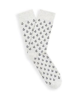 Chaussettes hautes motifs ancres chiné