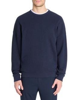 Sweat oversize col rond 100% coton marine