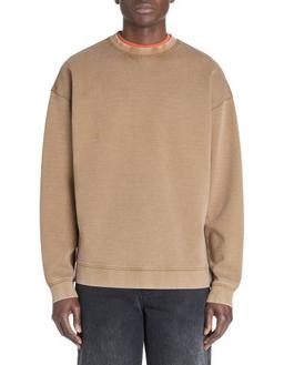 Sweat oversize col rond coton mélangé taupe