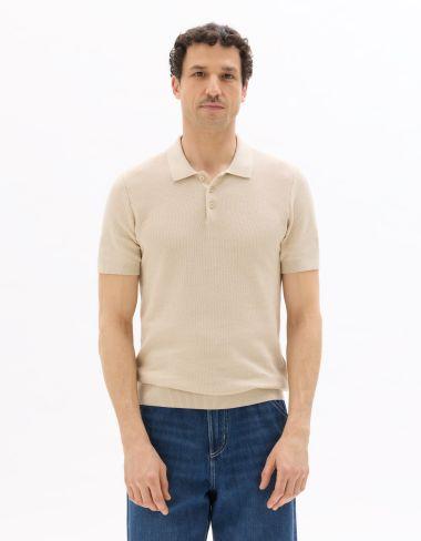 slim en maille texturée 100% coton beige