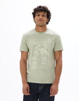 regular col rond 100% coton imprimé asie sauge