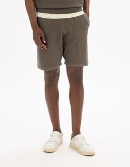 Bermuda en molleton coton mélangé taupe