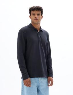 regular piqué 100% coton manches longues encre