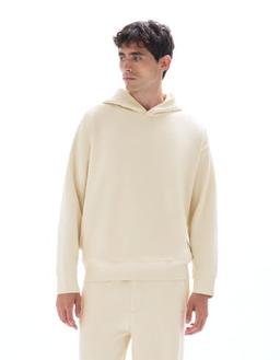 Sweat oversize à capuche uni beige