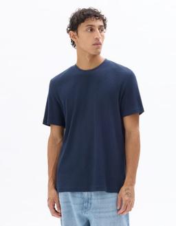 boxy col rond 100% coton gaufré marine