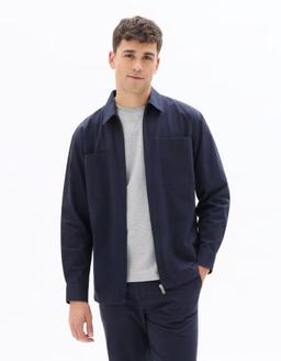 Surchemise overshirt zippée unie marine