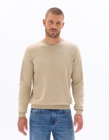 col K.02 rond uni en maille fine beige clair