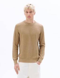 col rond 100% coton en chevron taupe