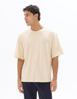 oversize col rond 100% coton imprimé naïf beige