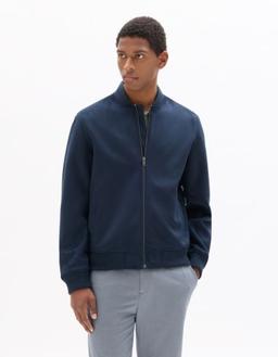 Blouson bomber en faux daim marine