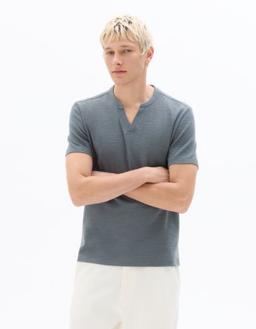 regular col Henley 100% Coton