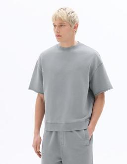 Sweat manches courtes oversize effet délavé