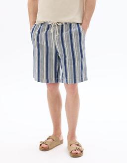 Bermuda rayé texturé 100% coton marine