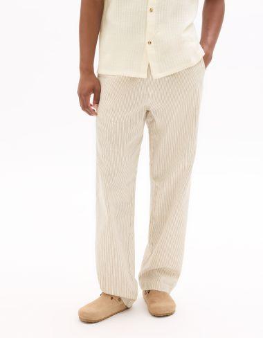 loose 100% coton beige rayé