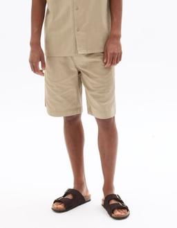 Bermuda en coton lin texturé taupe