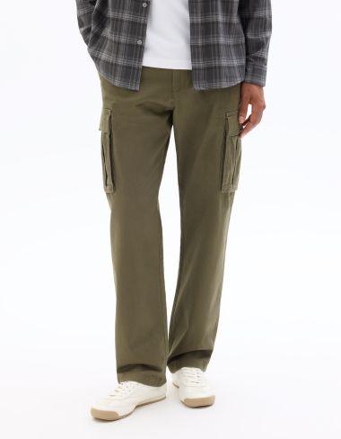 cargo straight coton stretch kaki