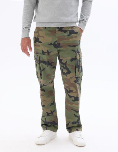 cargo straight coton stretch camouflage
