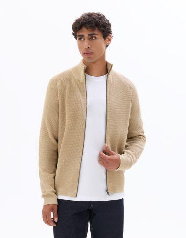 zippé effet gaufré beige