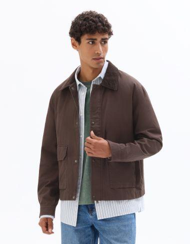 col chemise en velours 100% coton marron