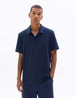 col cubain regular en seersucker marine
