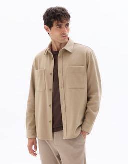 Surchemise overshirt 2 poches plaquée en sergé marron clair