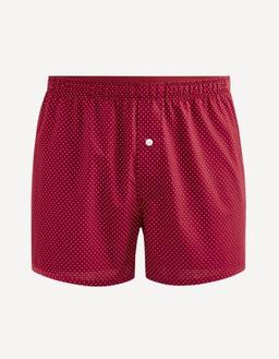Caleçon popeline 100% coton à pois bordeaux