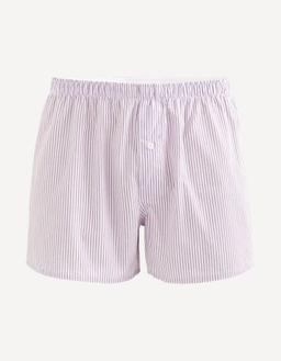 Caleçon popeline 100% coton rayé lilas