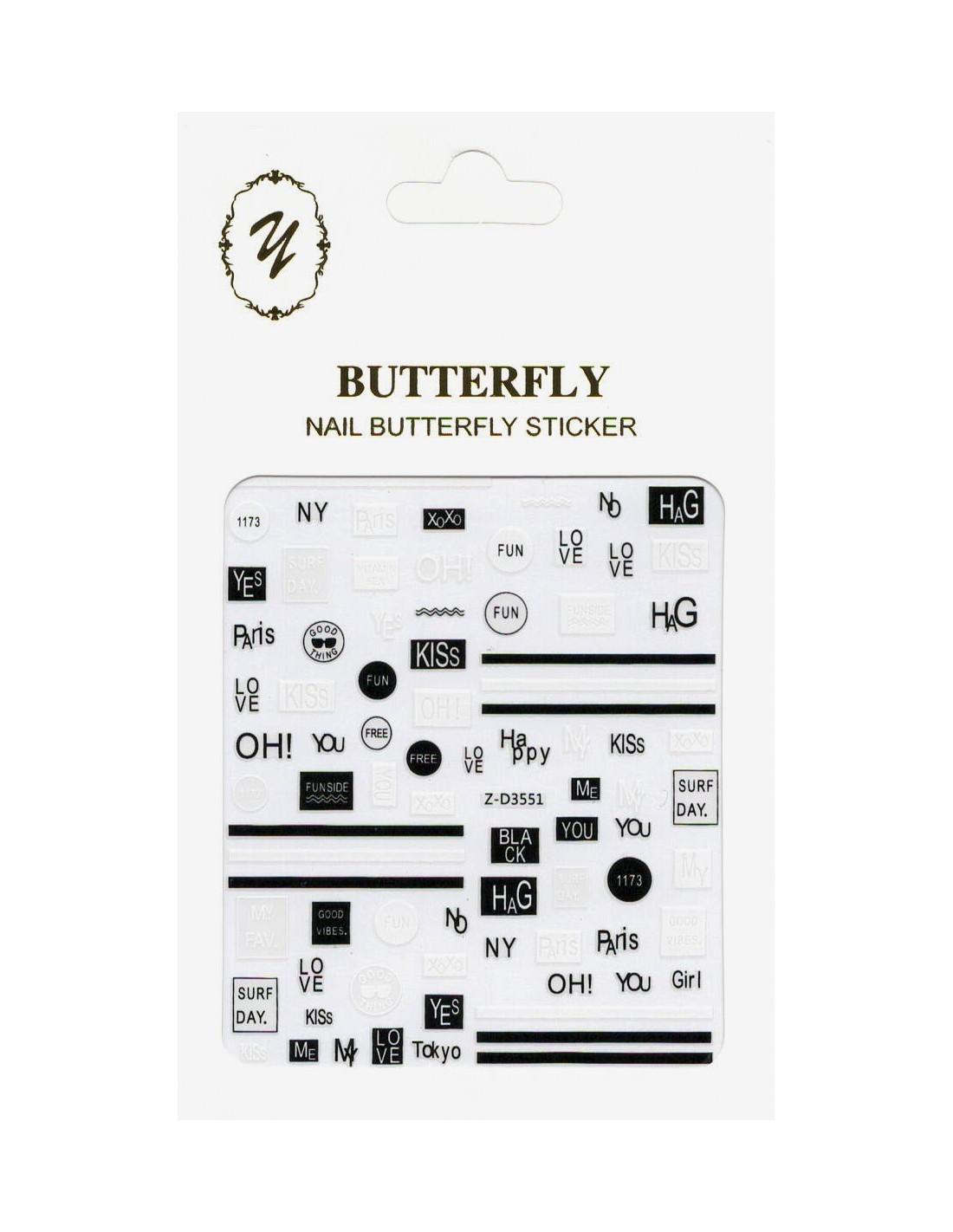 nail art Butterfly Z-D3551 mots bandes