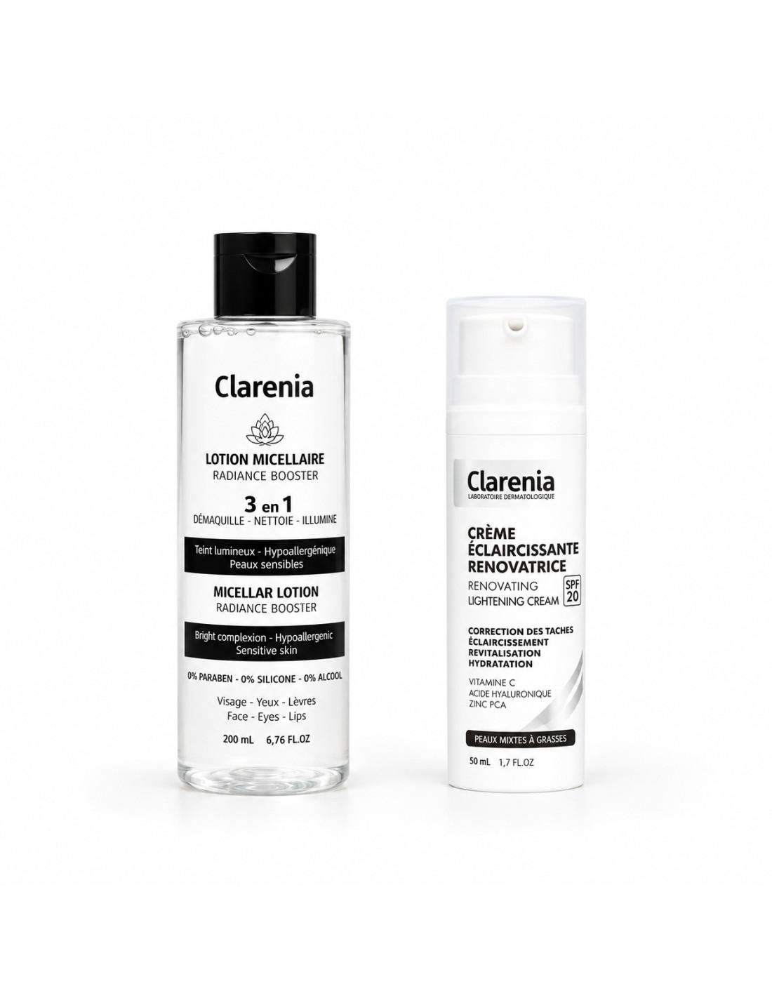 Clarenia pack SPF 20 peaux mixtes + eau micellaire