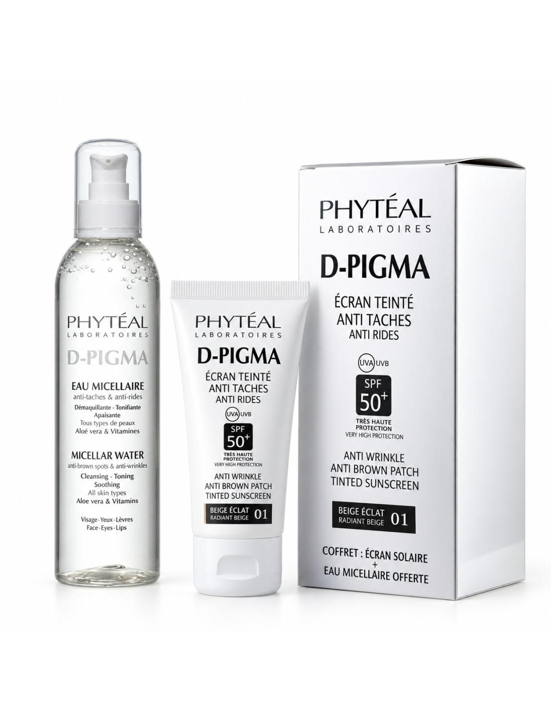 Phytéal D-Pigma coffret écran teinté Beige Éclat 01 SPF50+ + eau micellaire