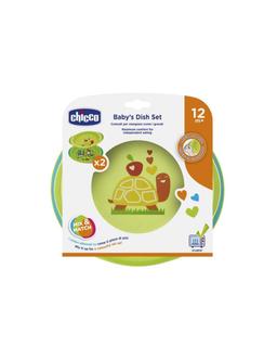 Chicco ensemble de 2 assiettes plate creuse décorées bébés 12+ mois vert