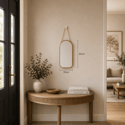 ARCADO Miroir mural oblong à suspendre au design épuré intemporel Doré