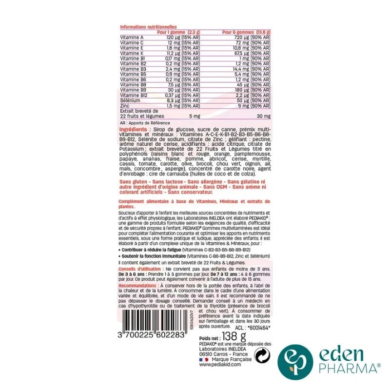 Pediakid Gommes Multivitaminées 60 Oursons