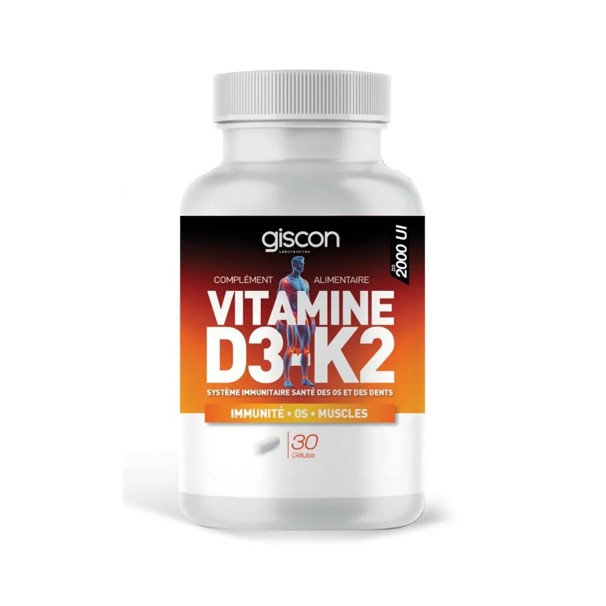 GISCON Vitamine D3+k2 30 Gélules