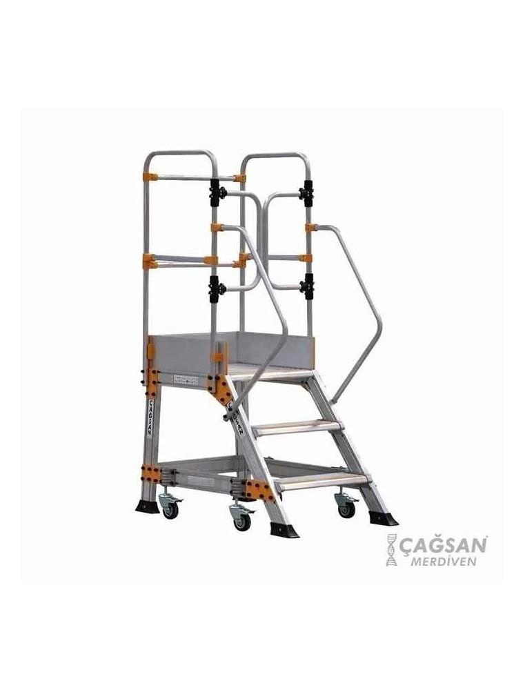 Plate-Forme Echelle Industriel Aluminium 3 Marches EP2 CAGSAN