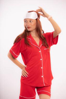 Pyjama Colette : Deux pièces rouges en cotton