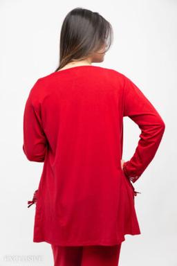 pyjama Elsa Femme Enceinte : Trois pièces en coton bordeaux