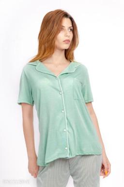 Pyjama Stella: Ensemble chemise pantalon en coton d’eau finition