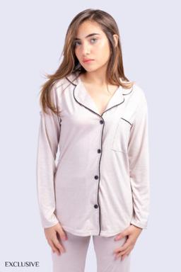 Pyjama Aline: Deux pièces en cotton grège