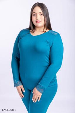 Pyjama Nora Oversize : Deux pièces en cotton détails dentelle