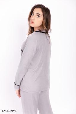 Pyjama Anna : Chemise Rayée & Pantalon Élastique Clair
