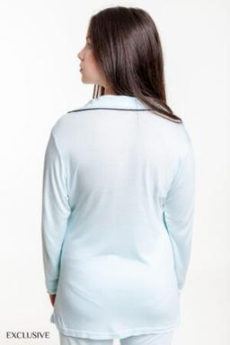 Pyjama Aline: Chemise Pantalon Coton Ciel