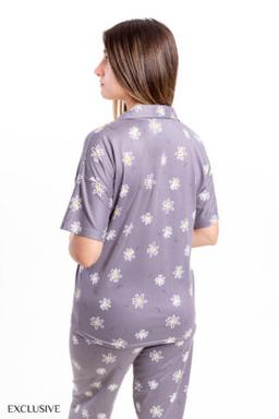 Niva Pyjama Été Chemise Pantalon Fleuri , Coton