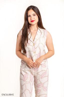 Kamilia Chemise Sans Manches & Pantalon Imprimé Feuilles M à 3XL