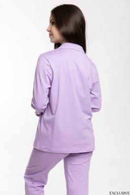 Pyjama Colette Mauve Lilas : Chemise & Pantalon Élégants en Coton