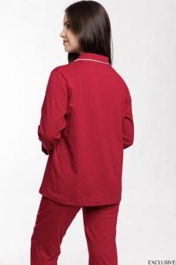 Pyjama Colette Bordeaux : Chemise & Pantalon Élégants d’Hiver