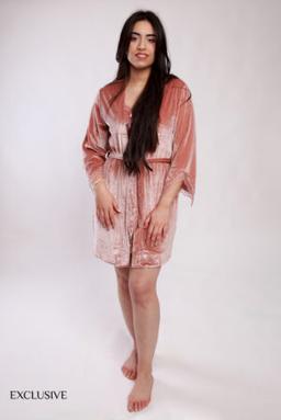Pièces Nuisette, Déshabillé & String en en velours Saumon