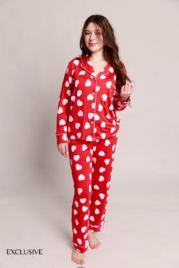 Colette Amour : Chemise Pantalon Coton à Motif Cœurs